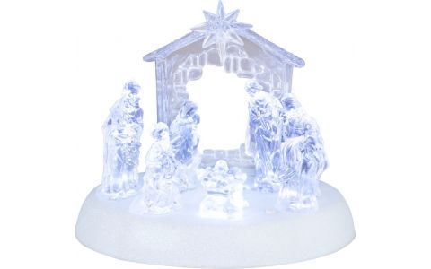Dekorácia MagicHome Vianoce, betlehem, 7x LED, 3xAAA, akryl, 19,5x14x17,5 cm