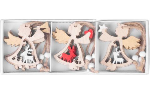 Ozdoba MagicHome Vianoce, anjel, závesná, bal. 9 ks, 5,5x7,5 cm