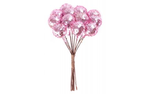 Vetvička MagicHome Vianoce, Berries, ružová, 9 cm