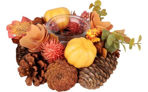 Ikebana MagicHome Nature, jesenná, oranžová, na sviečku, 15x8 cm