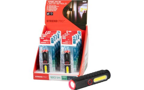 Svietidlo Strend Pro Flashlight, COB LED 120 lm, 35x35x132mm, USB nabíjanie, Sellbox 10 ks