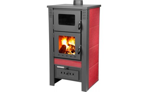 Kachle Pro TAURUS Ceramic, červené, 12 kW, 120 mm, s rúrou na pečenie