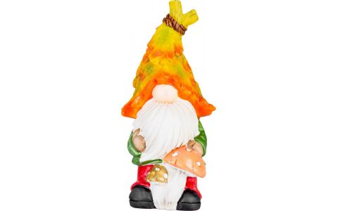 Dekorácia MagicHome Nature, Trpaslík s hubami, polyresin, 10x8x19,3 cm