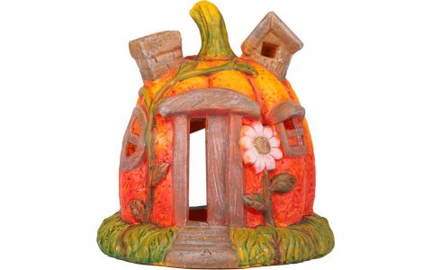 Dekorácia MagicHome Nature, Tekvica domček, terakota, 16,2x15x15,5 cm