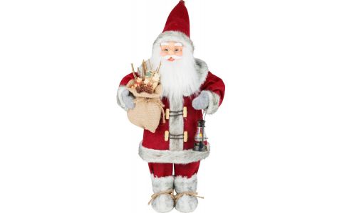Dekorácia MagicHome Vianoce, Santa s lampášom, červený, 46 cm