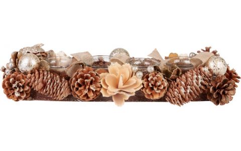 Ikebana MagicHome Vianoce, prírodná, adventná, krémová, 44x15x9 cm