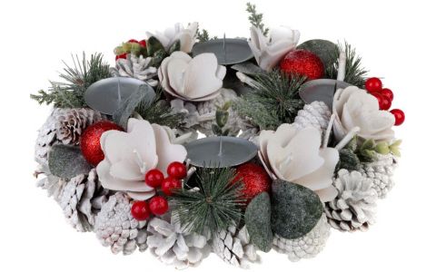 Veniec MagicHome Vianoce, prírodný, biely, adventný, 30 cm