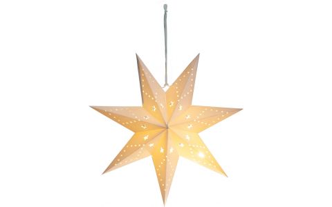 Dekorácia MagicHome Vianoce, Hviezda, papier, 10 LED teplá biela, 2xAA, jednoduché svietenie, 40 cm