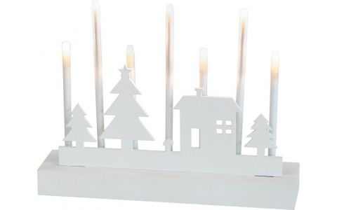 Svietnik MagicHome Vianoce, 8 LED teplá biela, 2xAA, MDF, interiér, 24x5,5x18 cm