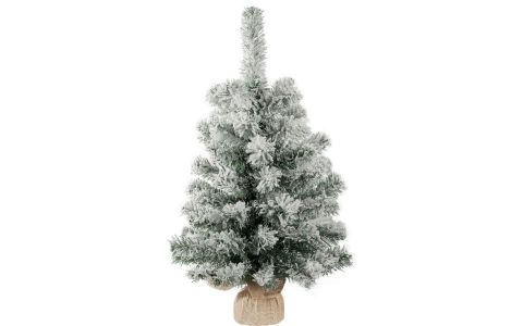 Stromček MagicHome Vianoce Snowy, jedľa v jute, zasnežený, 60 cm