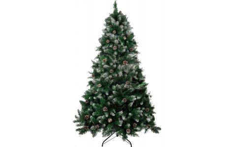 Stromček MagicHome Vianoce Albero, jedľa, zasnežené konce, so šiškami, 200 cm