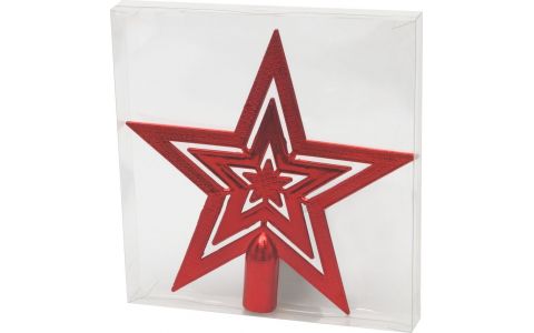 Ozdoba MagicHome Vianoce, 1 ks, 20 cm, hviezda, červená, na vianočný stromček