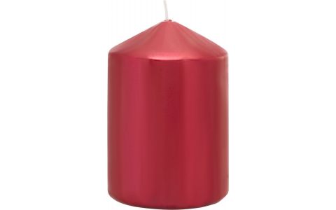 Sviečka MagicHome Vianoce, 7x10 cm, valcová, červená, metalický efekt