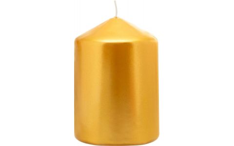 Sviečka MagicHome Vianoce, 7x10 cm, valcová, zlatá, metalický efekt