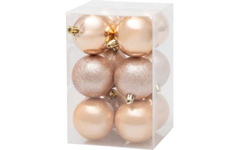 Gule MagicHome Vianoce, 12 ks, ružové zlato, na vianočný stromček, 6 cm