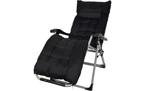 Lehátko POHO, čierne, polohovateľné, 65x160x110 cm