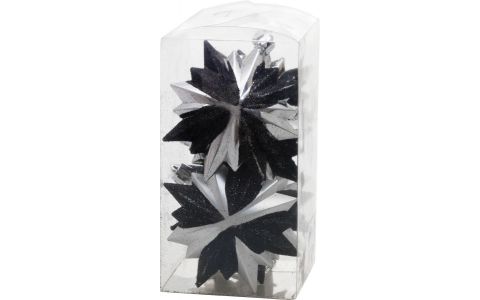 Ozdoba MagicHome Vianoce, 6 ks, čierno - strieborná, 8x9,5 cm