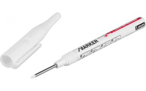Značkovač Strend Pro, hĺbkový, biely, extra dlhý hrot