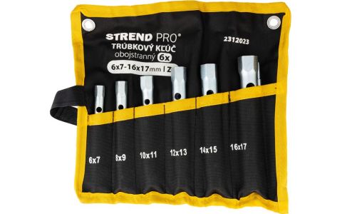Kľúč Strend Pro, 6x7-16x17 mm, trúbkový, obojstranný, Zn, set 6 ks
