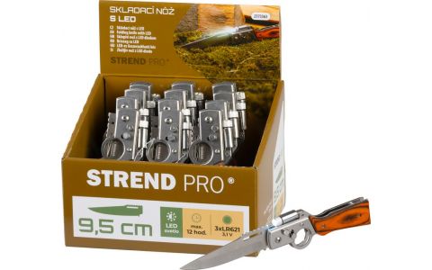 Nôž Strend Pro XL121901, 210 mm, skladací s LED svetlom, Sellbox 12 ks