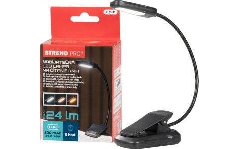 Lampa Strend Pro, na čítanie knihy, LED, USB, 24 lm, 3 farebné odtiene, stmievateľná, nabíjateľná