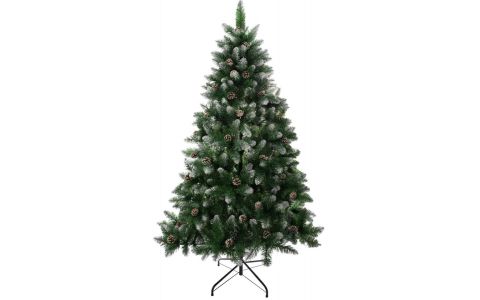 Stromček MagicHome Vianoce Albero, jedľa, zasnežené konce, so šiškami, 150 cm
