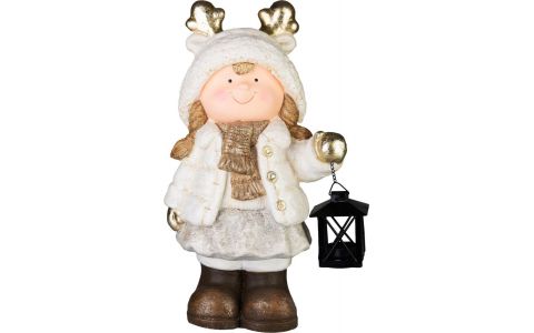 Dekorácia MagicHome Vianoce, Dievčatko s lampou, 15x22.8x40 cm
