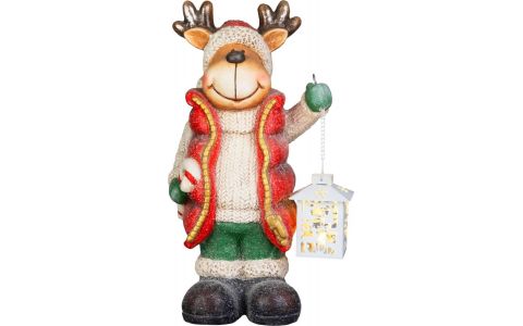 Dekorácia MagicHome Vianoce, vianočný sob s lampášom, LED, 17x22x43 cm