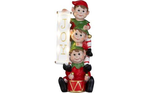 Dekorácia MagicHome Vianoce, vianoční škriatkovia, LED, 12.5x13.3x30.5 cm