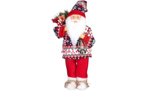 Dekorácia MagicHome Vianoce, Santa, so svetrom, 45 cm