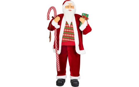 Dekorácia MagicHome Vianoce, Santa, s darčekom, červený, 120 cm
