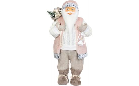 Dekorácia MagicHome Vianoce, Santa, s darčekom, ružovo-hnedý, 60 cm
