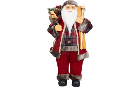 Dekorácia MagicHome Vianoce, Santa, s darčekom, červený, 60 cm