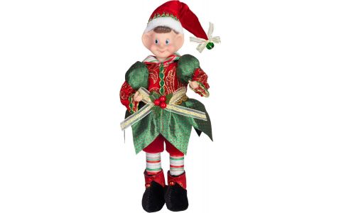 Dekorácia MagicHome Vianoce, Elf, červený-zelený, 30 cm