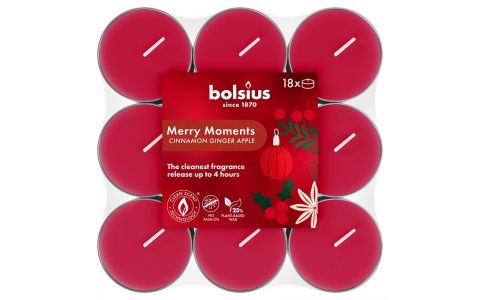 Sviečky Bolsius True Glow, jablko/škorica, čajové, bal. 18 ks