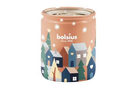 Sviečka Bolsius True Glow, 82x68 mm, lieskový oriešok/vanilka, v skle