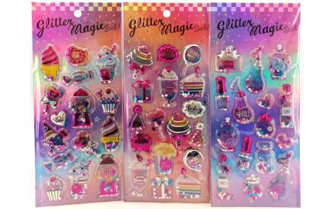 Nálepky s glitrami mix vzorov