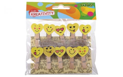 Drevené štipce Smiley 10ks