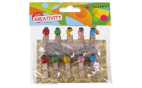 Drevené štipce Lienka 10ks/3,5cm