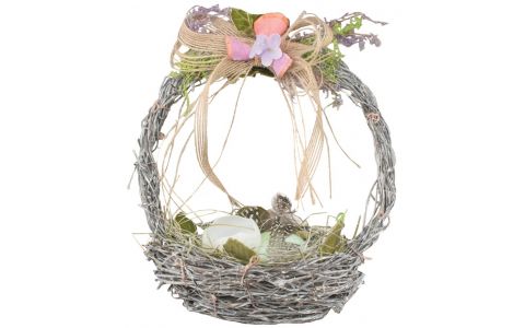 Košík prútený s vajíčkami 17x16cm