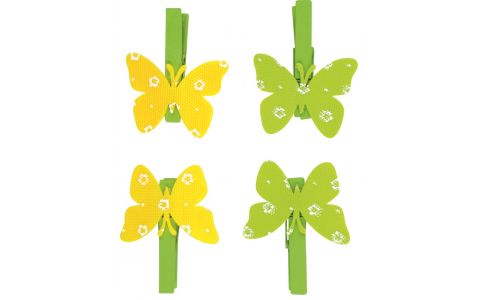 Dekoratívne štipce s motýľom 4cm/4ks