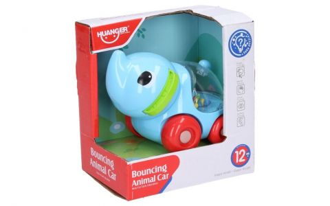 Hrkálka slon na kolieskach 11cm