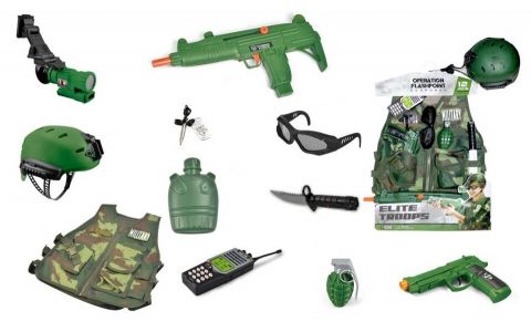 Vojenská sada s prilbou