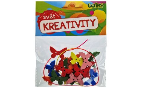 Kreatívna sada drevené motívy so šnúrkou 20ks - motýle
