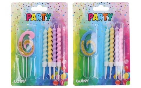 Tortová sviečka číslo:6+4sviečky - náhodná