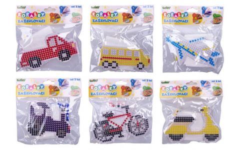 Korálky zažehľovací set - Dopravné prostriedky 16cm - bicykel