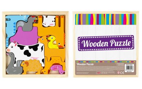 Skladačka drevená domáce zvieratká 16x16cm