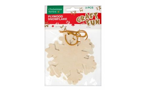 Vianočná dekorácia Drevená snehová vločka 3ks