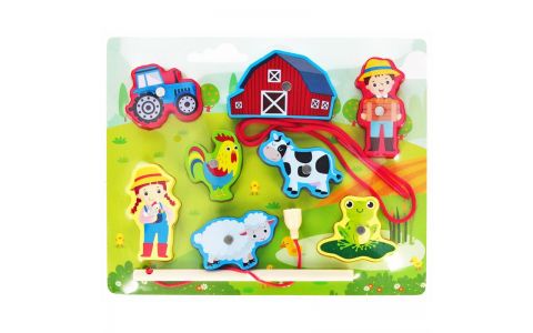 Drevené puzzle na magnet farma
