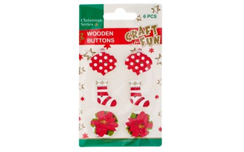 Drevené gombíky vianočné 6ks